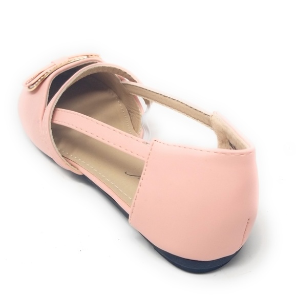 Mary Jane Ballet Buckled Open Flats, B-2836, Pink - Picture 4 of 5
